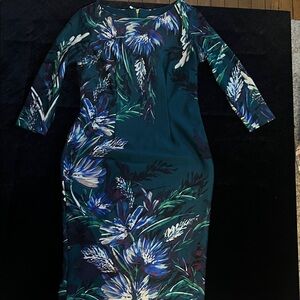 Eliza J Green Floral 3/4 Sleeve Dress